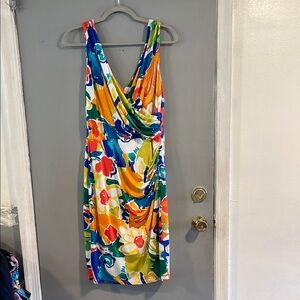 Lauren Ralph Lauren Floral Cowl Neck Sheath‎ Mini Dress Size 8